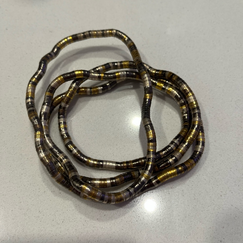 Mixed Metal Coil Necklace or Bracelet Moldable Jewelry Vintage Retro Silver Gold